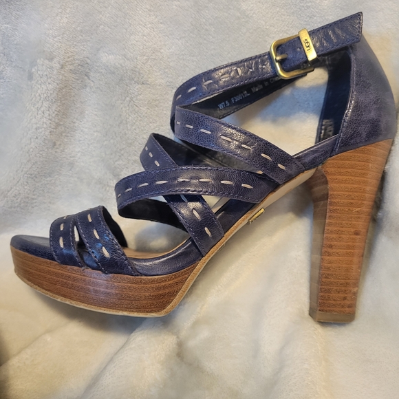 UGG Navy Leather Strappy Heels - Picture 3 of 14